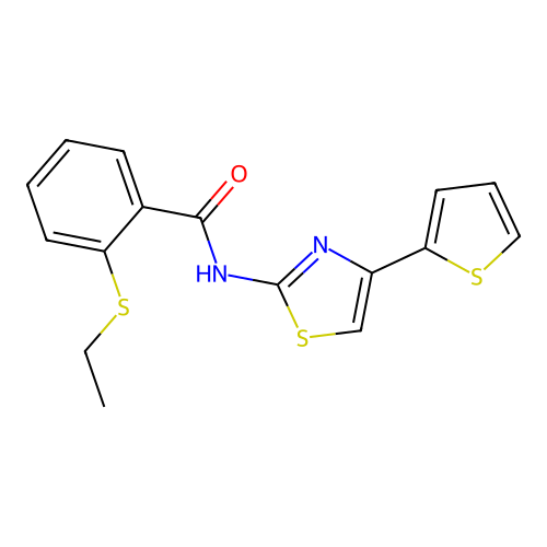 2-(ethylthio)-N-(4-(thiophen-2-yl)thiazol-2-yl)benzamide structure