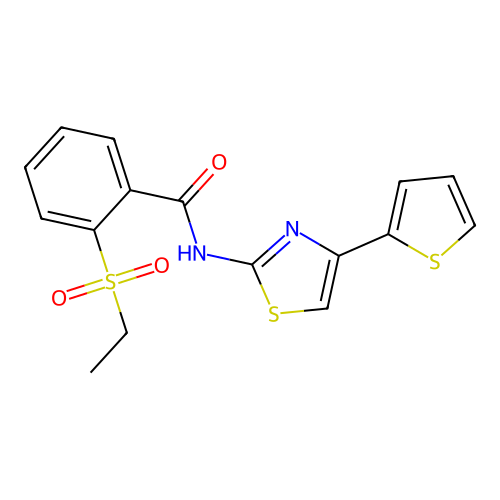 2-(ethanesulfonyl)-N-[4-(thiophen-2-yl)-1,3-thiazol-2-yl]benzamide structure