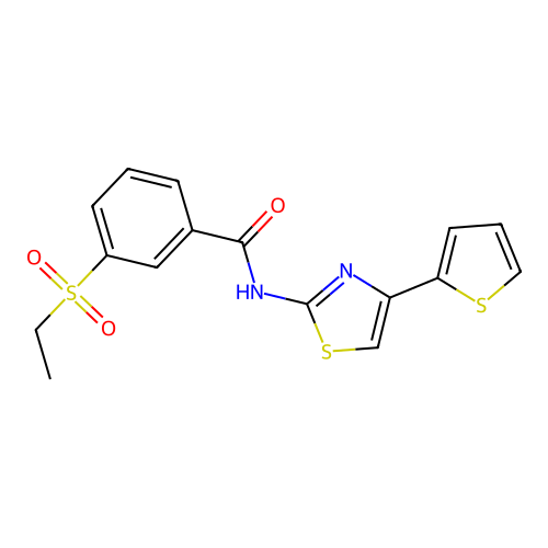 3-(ethylsulfonyl)-N-(4-(thiophen-2-yl)thiazol-2-yl)benzamide structure