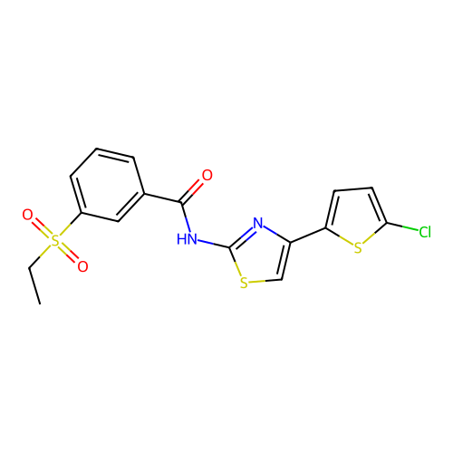 N-(4-(5-chlorothiophen-2-yl)thiazol-2-yl)-3-(ethylsulfonyl)benzamide structure