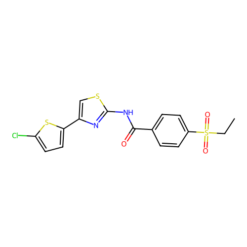 N-(4-(5-chlorothiophen-2-yl)thiazol-2-yl)-4-(ethylsulfonyl)benzamide structure