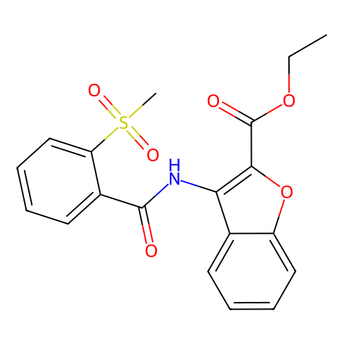 Ethyl 3-(2-(methylsulfonyl)benzamido)benzofuran-2-carboxylate structure