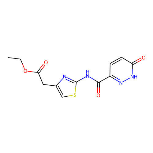 Ethyl 2-(2-(6-oxo-1,6-dihydropyridazine-3-carboxamido)thiazol-4-yl)acetate structure