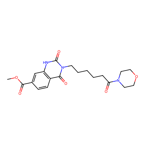 methyl 3-(6-morpholin-4-yl-6-oxohexyl)-2,4-dioxo-1H-quinazoline-7-carboxylate structure