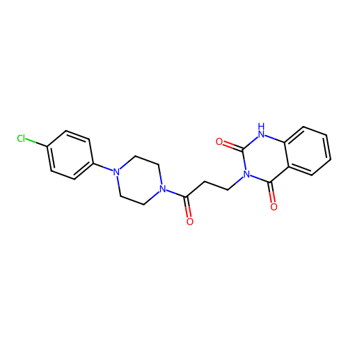 3-[3-[4-(4-chlorophenyl)piperazin-1-yl]-3-oxopropyl]-1H-quinazoline-2,4-dione structure