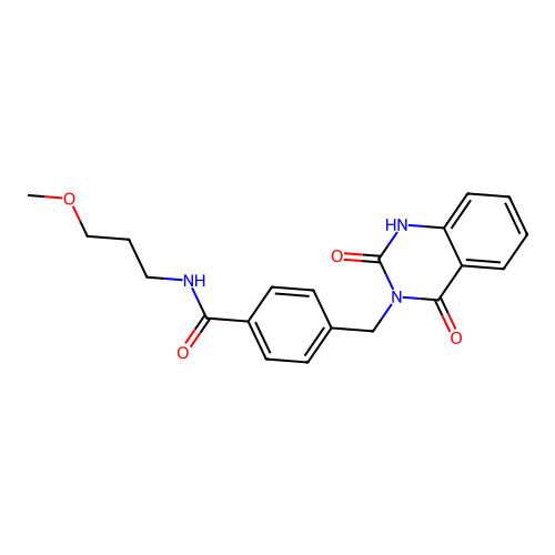 4-[(2,4-dioxo-1H-quinazolin-3-yl)methyl]-N-(3-methoxypropyl)benzamide structure