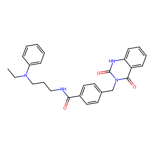 4-[(2,4-dioxo-1H-quinazolin-3-yl)methyl]-N-[3-(N-ethylanilino)propyl]benzamide structure