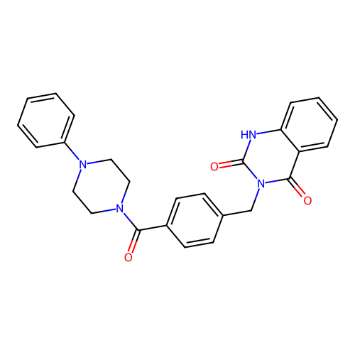 3-[[4-(4-phenylpiperazine-1-carbonyl)phenyl]methyl]-1H-quinazoline-2,4-dione structure
