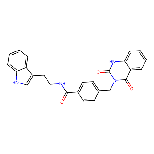 4-[(2,4-dioxo-1H-quinazolin-3-yl)methyl]-N-[2-(1H-indol-3-yl)ethyl]benzamide structure