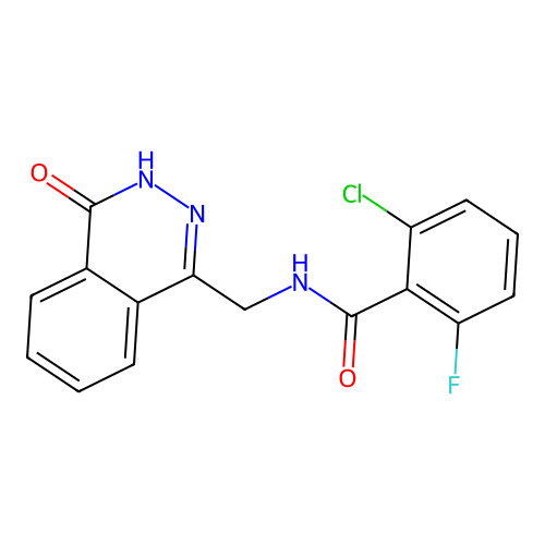 2-chloro-6-fluoro-N-[(4-oxo-3,4-dihydrophthalazin-1-yl)methyl]benzamide structure