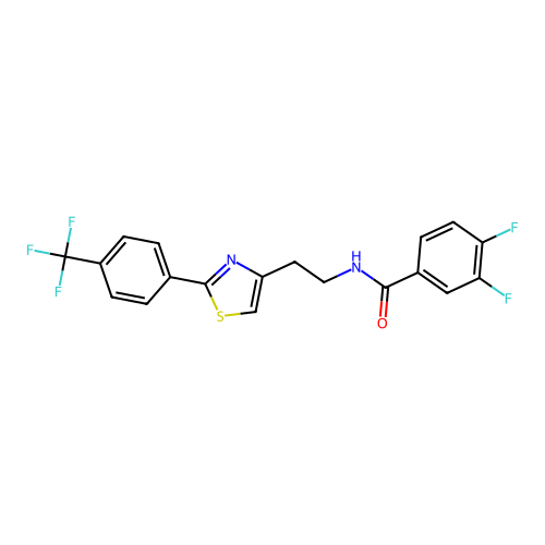 3,4-difluoro-N-(2-{2-[4-(trifluoromethyl)phenyl]-1,3-thiazol-4-yl}ethyl)benzamide structure