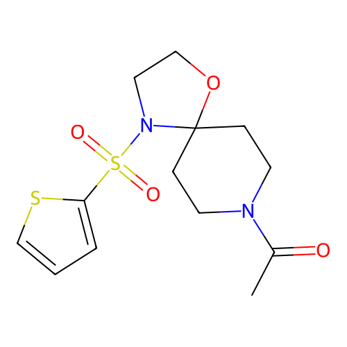 1-[4-(Thiophene-2-sulfonyl)-1-oxa-4,8-diazaspiro[4.5]decan-8-yl]ethan-1-one structure