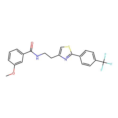 3-methoxy-N-(2-{2-[4-(trifluoromethyl)phenyl]-1,3-thiazol-4-yl}ethyl)benzamide structure