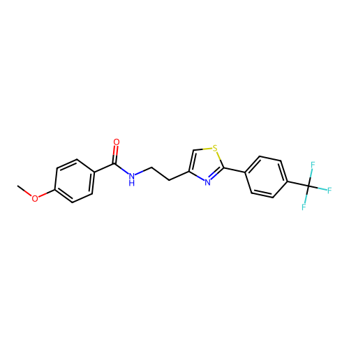 4-methoxy-N-(2-{2-[4-(trifluoromethyl)phenyl]-1,3-thiazol-4-yl}ethyl)benzamide structure