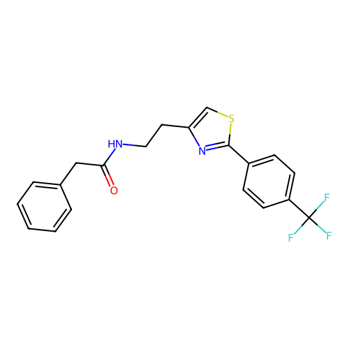 2-phenyl-N-(2-{2-[4-(trifluoromethyl)phenyl]-1,3-thiazol-4-yl}ethyl)acetamide structure