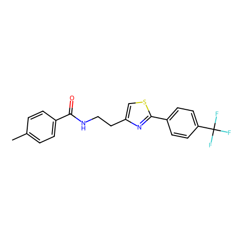 4-methyl-N-(2-{2-[4-(trifluoromethyl)phenyl]-1,3-thiazol-4-yl}ethyl)benzamide structure