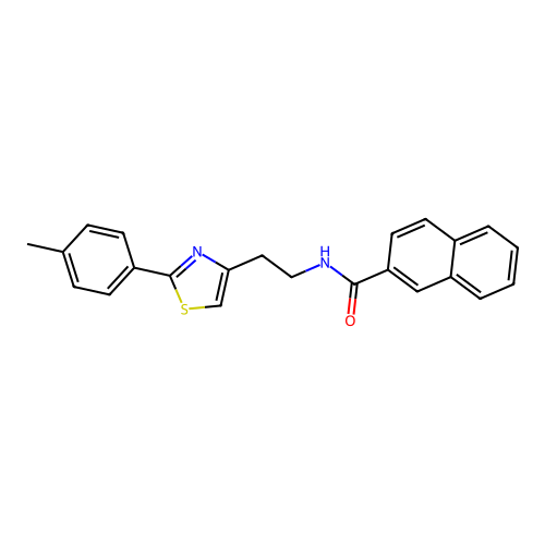 N-{2-[2-(4-methylphenyl)-1,3-thiazol-4-yl]ethyl}naphthalene-2-carboxamide structure