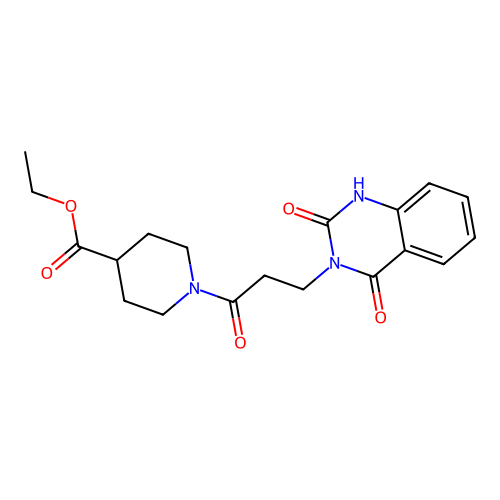 ethyl 1-[3-(2,4-dioxo-1H-quinazolin-3-yl)propanoyl]piperidine-4-carboxylate structure