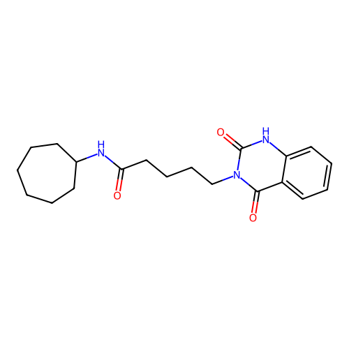 N-cycloheptyl-5-(2,4-dioxo-1H-quinazolin-3-yl)pentanamide structure