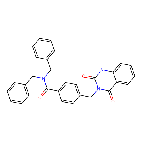 N,N-dibenzyl-4-[(2,4-dioxo-1H-quinazolin-3-yl)methyl]benzamide structure