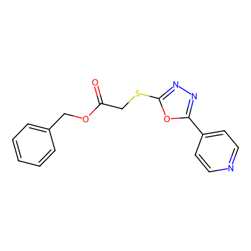 Benzyl 2-((5-(pyridin-4-yl)-1,3,4-oxadiazol-2-yl)thio)acetate structure
