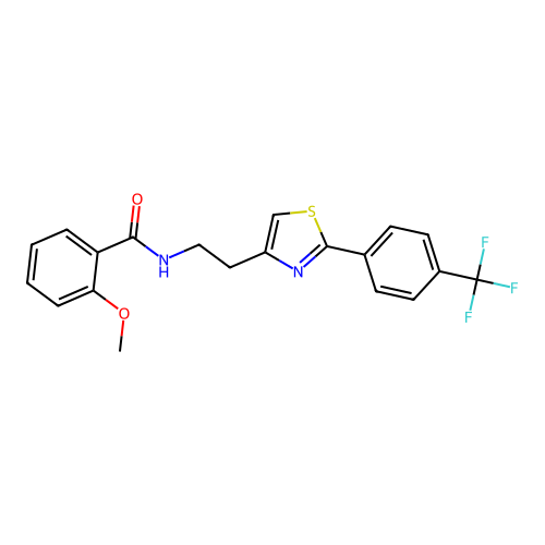 2-methoxy-N-(2-{2-[4-(trifluoromethyl)phenyl]-1,3-thiazol-4-yl}ethyl)benzamide structure