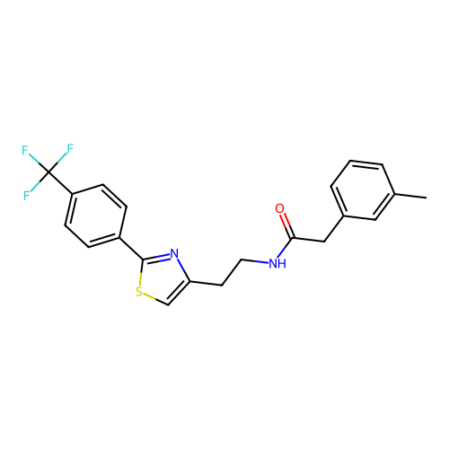 2-(3-methylphenyl)-N-(2-{2-[4-(trifluoromethyl)phenyl]-1,3-thiazol-4-yl}ethyl)acetamide structure