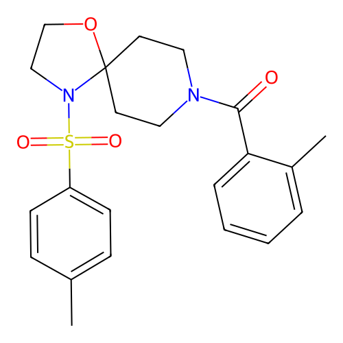 o-Tolyl(4-tosyl-1-oxa-4,8-diazaspiro[4.5]decan-8-yl)methanone structure