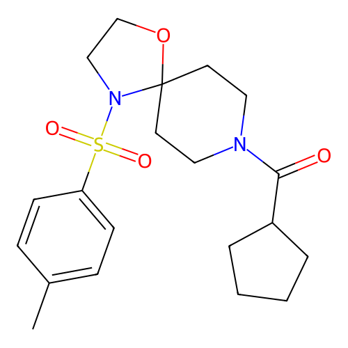 Cyclopentyl(4-tosyl-1-oxa-4,8-diazaspiro[4.5]decan-8-yl)methanone structure