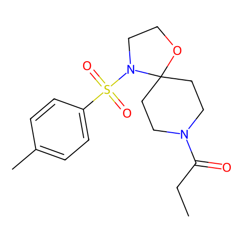 1-[4-(4-Methylbenzenesulfonyl)-1-oxa-4,8-diazaspiro[4.5]decan-8-yl]propan-1-one structure