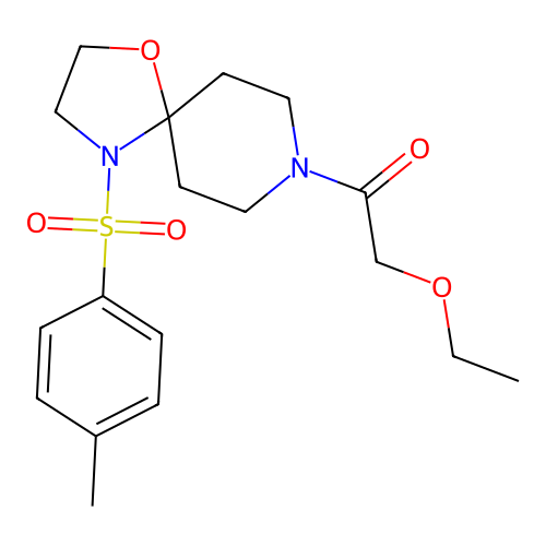 2-Ethoxy-1-(4-tosyl-1-oxa-4,8-diazaspiro[4.5]decan-8-yl)ethanone structure