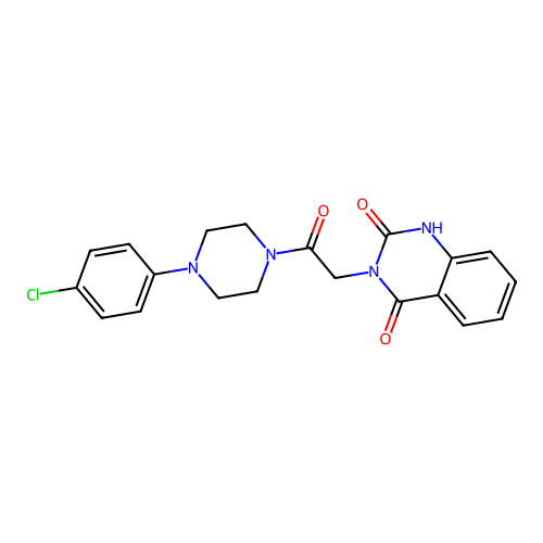 3-[2-[4-(4-chlorophenyl)piperazin-1-yl]-2-oxoethyl]-1H-quinazoline-2,4-dione structure