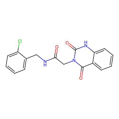 N-[(2-chlorophenyl)methyl]-2-(2,4-dioxo-1H-quinazolin-3-yl)acetamide structure