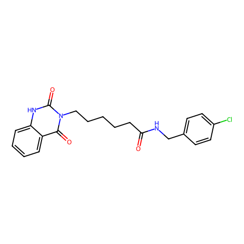 N-[(4-chlorophenyl)methyl]-6-(2,4-dioxo-1H-quinazolin-3-yl)hexanamide structure