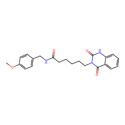 6-(2,4-dioxo-1H-quinazolin-3-yl)-N-[(4-methoxyphenyl)methyl]hexanamide structure