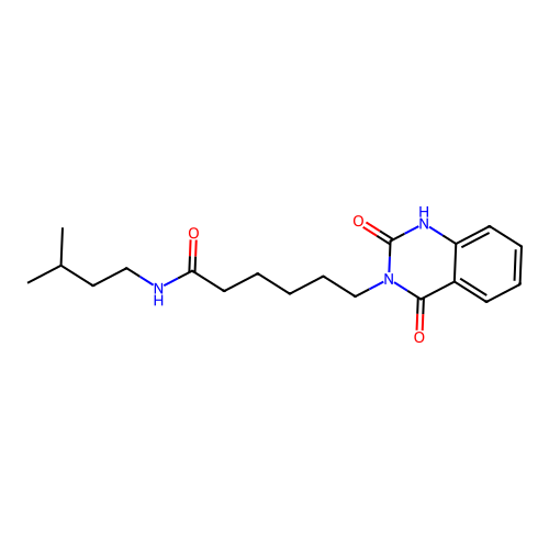 6-(2,4-dioxo-1H-quinazolin-3-yl)-N-(3-methylbutyl)hexanamide structure