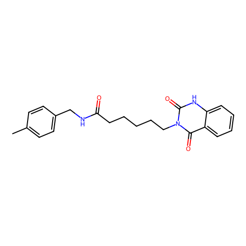 6-(2,4-dioxo-1H-quinazolin-3-yl)-N-[(4-methylphenyl)methyl]hexanamide structure