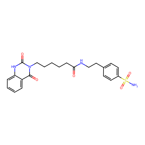 6-(2,4-dioxo-1H-quinazolin-3-yl)-N-[2-(4-sulfamoylphenyl)ethyl]hexanamide structure