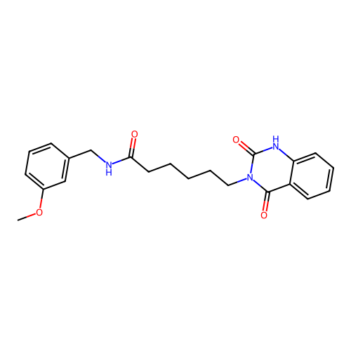 6-(2,4-dioxo-1H-quinazolin-3-yl)-N-[(3-methoxyphenyl)methyl]hexanamide structure