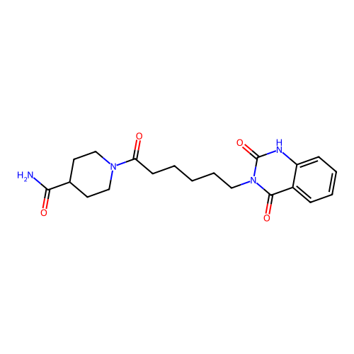 1-(6-(2,4-dioxo-1,2-dihydroquinazolin-3(4H)-yl)hexanoyl)piperidine-4-carboxamide structure