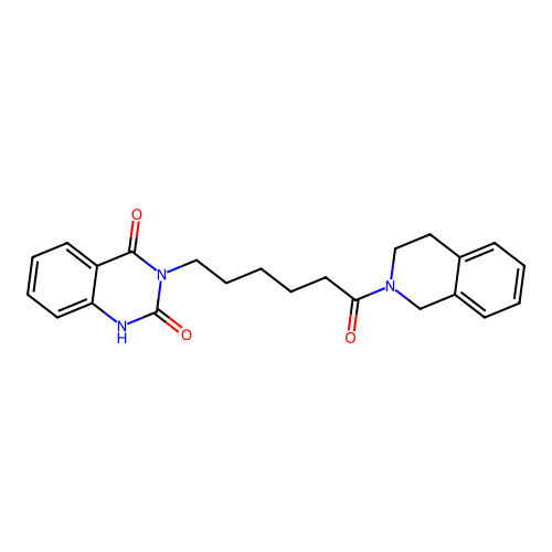 3-[6-(3,4-dihydroisoquinolin-2(1H)-yl)-6-oxohexyl]-2-hydroxyquinazolin-4(3H)-one structure