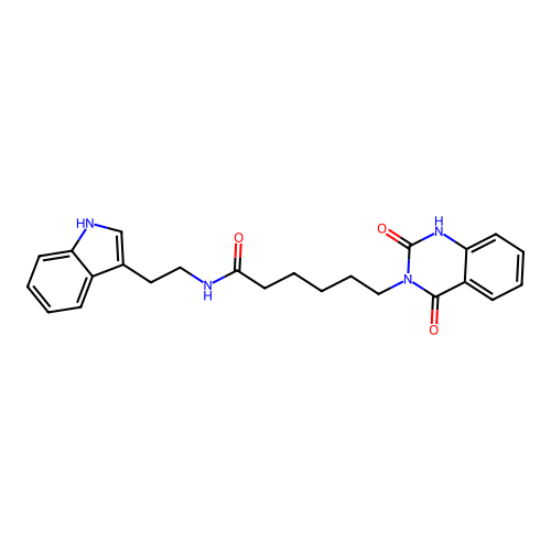 6-(2,4-dioxo-1H-quinazolin-3-yl)-N-[2-(1H-indol-3-yl)ethyl]hexanamide structure