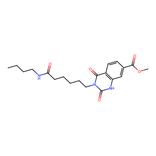 methyl 3-[6-(butylamino)-6-oxohexyl]-2,4-dioxo-1H-quinazoline-7-carboxylate structure