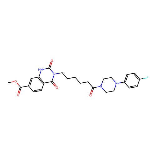 methyl 3-{6-[4-(4-fluorophenyl)piperazin-1-yl]-6-oxohexyl}-2,4-dioxo-1,2,3,4-tetrahydroquinazoline-7-carboxylate structure