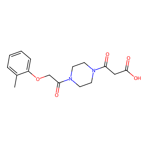 3-[4-[2-(2-Methylphenoxy)acetyl]piperazin-1-yl]-3-oxopropanoic acid structure
