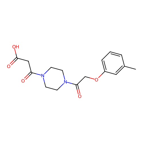 3-[4-[2-(3-Methylphenoxy)acetyl]piperazin-1-yl]-3-oxopropanoic acid structure