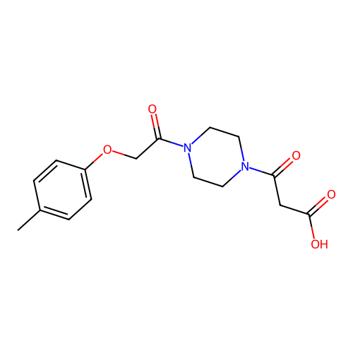 3-[4-[2-(4-Methylphenoxy)acetyl]piperazin-1-yl]-3-oxopropanoic acid structure