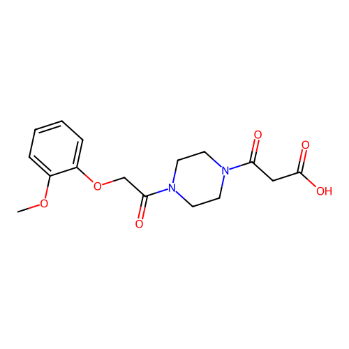 3-[4-[2-(2-Methoxyphenoxy)acetyl]piperazin-1-yl]-3-oxopropanoic acid structure