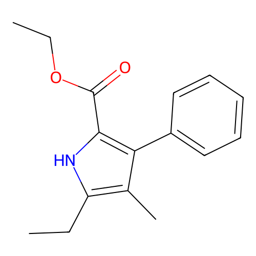 1H-Pyrrole-2-carboxylic acid, 5-ethyl-4-methyl-3-phenyl-, ethyl ester structure