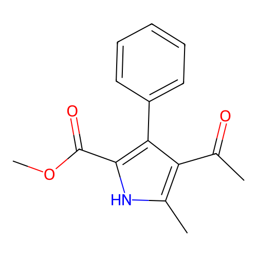 1H-Pyrrole-2-carboxylic acid, 4-acetyl-5-methyl-3-phenyl-, methyl ester structure